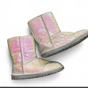 UGG Pink & Off White Sequin Boots